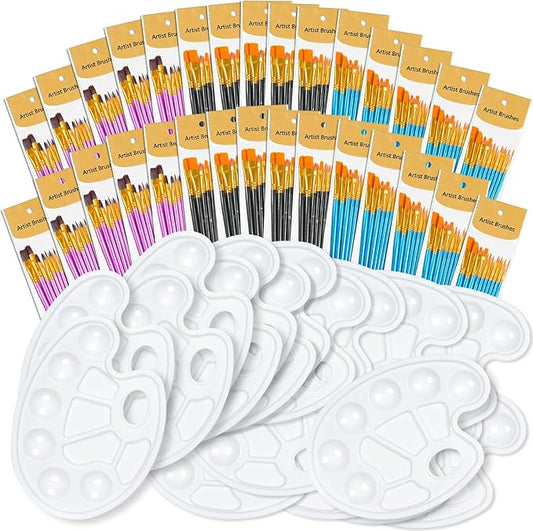 S & E TEACHER'S EDITION 330 Pcs Paint Brush Set, 300 Pcs Paint Brushes, 30 Pcs Palettes to Create Art Painting