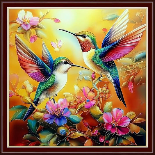 Dimensean Stamped Cross Stitch Kits Full Range of Embroidery Patterns Starter Kits for Beginners Adult DIY Cross Stitches Needlepoint Kits 11CT-Hummingbirds Collect Honey 18x18 inch