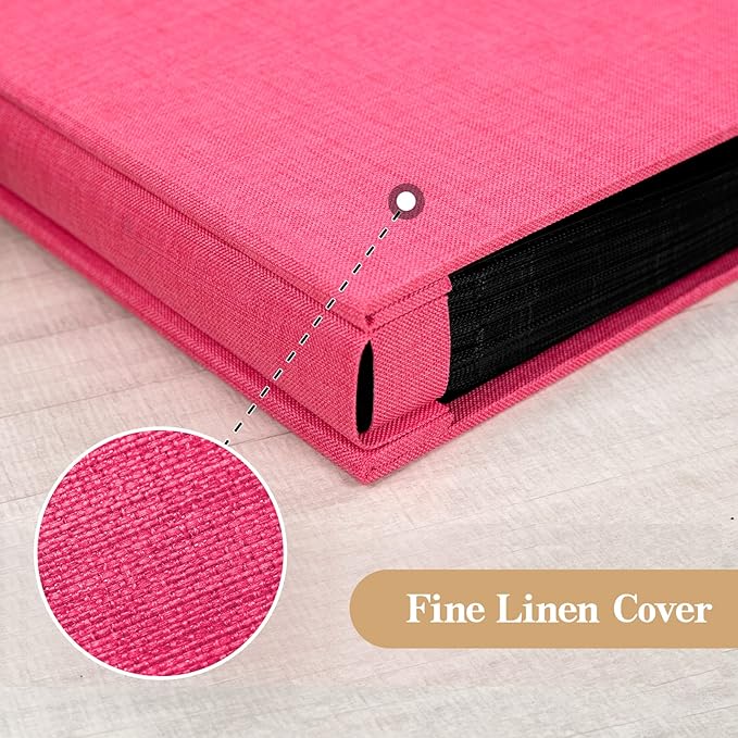 potricher Small Photo Album 4x6 300 Photos Linen Cover Picture Photo Book for Family Wedding Anniversary Baby Vacation (Rose Red,300 Pockets)
