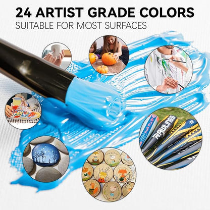 Inburit Paint Set for Adults & Kids, Painting Supplies Kit with 18 Acrylic Paints(22ml), Easel, Stretched Canvases, Brushes, Palette,Etc. Deluxe Art Paint Set for Student and Artist