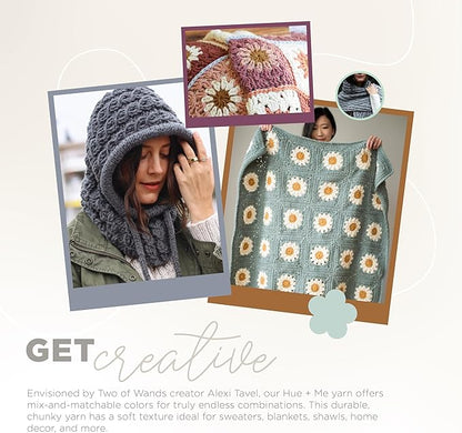 Lion Brand Yarn, Hue + Me Chunky Yarn for Crocheting, Knitting, and Crafts, Gamay, 3 Pack