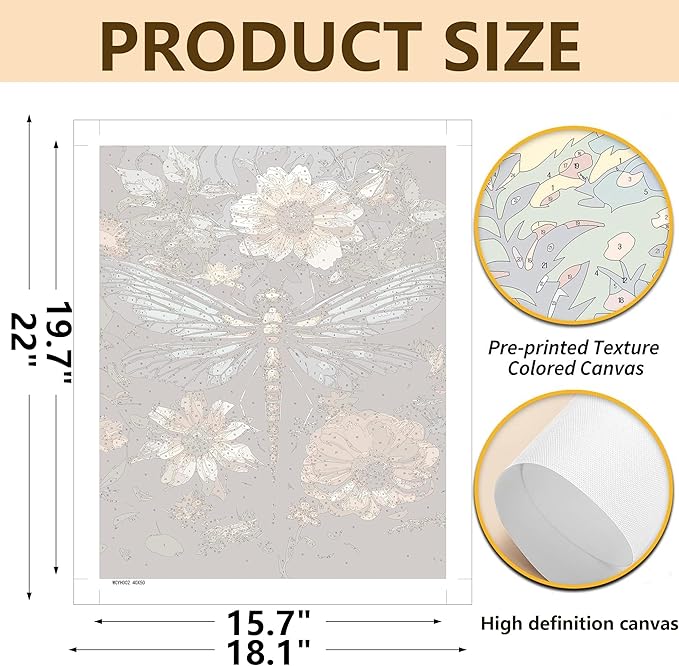 Dragonfly Paint By Numbers Kit For Adults Beginner Cabin Adult Paint By Number Kits On Canvas Dragonfly Flower Oil Painting Kit For Beginners Adults For Gift Home Wall Decor 16x20 Inch（Without Frame）