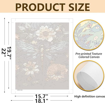 Dragonfly Paint By Numbers Kit For Adults Beginner Cabin Adult Paint By Number Kits On Canvas Dragonfly Flower Oil Painting Kit For Beginners Adults For Gift Home Wall Decor 16x20 Inch（Without Frame）