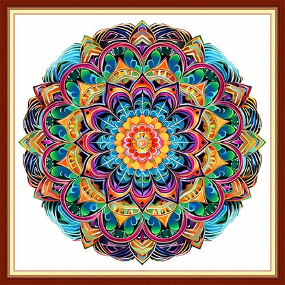 DMCVIVR Stamped Cross Stitch Kits for Adults Beginners Embroidery Kits 11CT Needlepoint Kits Cross Stitch Patterns Embroidery Patterns- Colorful Magic Mandala 18x18 inch