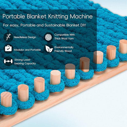 LITURTOO 32" Chunky Blanket Loom - Loom for DIY Throw Blankets, Adjustable Size Hand Knitting Yarn Chunky,No Needles Required,Beginner Friendly Yarn Craft (32")