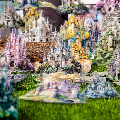 120 Pieces Aesthetic Gothic Magic Castle PET Sticker Set, 6 Pack Fantasy Castle Stickers for Scrapbooking, Journaling, Waterproof DIY Crafts, and Junk Journal Supplies