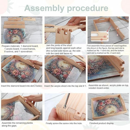 JISHSHAY Diamond Art Serving Tray Diamond Painting Food Tray Gem Art Serving Platter Gem Painting Mosaic Kits for Adults DIY Kits for Adults, with Wood Handle 20×30cm/7.87×11.81in, Cross Flower