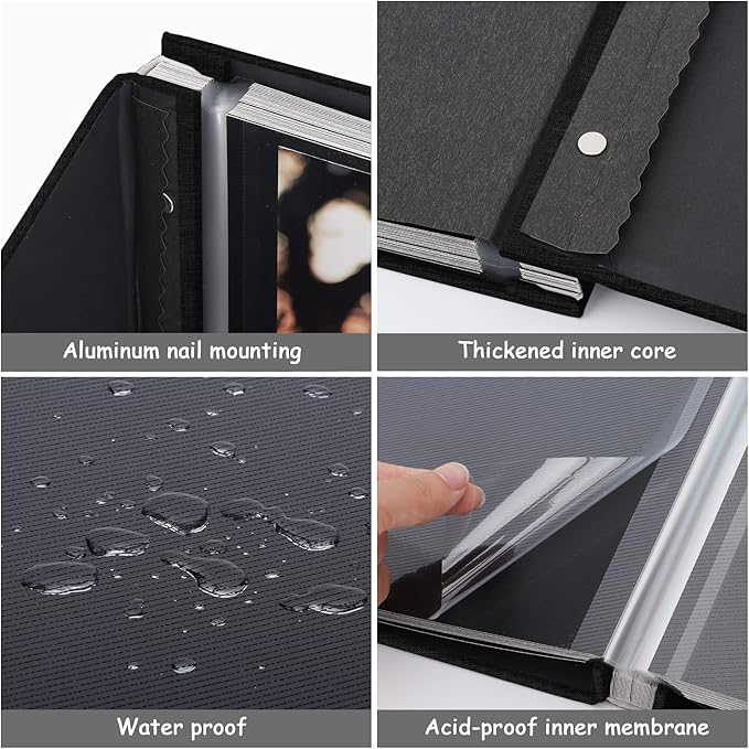 Zesthouse Photo Album Self Adhesive Pages, 60 Pages Magnetic Scrapbook Albums with Sticky Page, Photos Album Holds 8x10 & 5X7 & 4x6 & 6x8 & 3x5, Large Picture Book Ideal Gift for Family Wedding Baby
