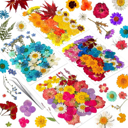 191PCS Real Nature Dried Pressed Flowers for Resin Mold, Dry Pressing Floral Set for DIY Jewelry Making Nail Card Scrapbook Art Craft Decors Blossom