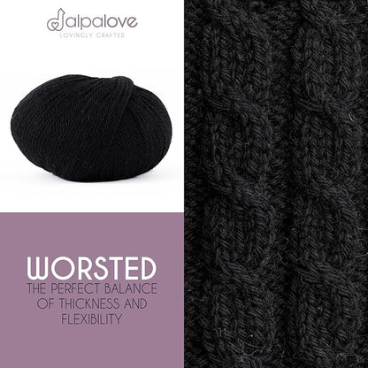 Worsted Set (6 x 1.75 oz) Super Soft Baby Alpaca Knitting Yarn Black 656 Yards