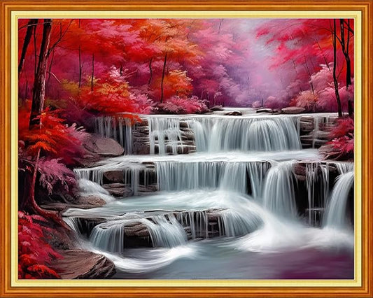 Dooxvey Cross Stitch Kits for Adults Stamped Full Range of Embroidery Starter Kits for Beginners 11CT Printed Cross Stitch Patterns Needlepoint Kits Stamped Crossstitching-Waterfall 16x20 inch