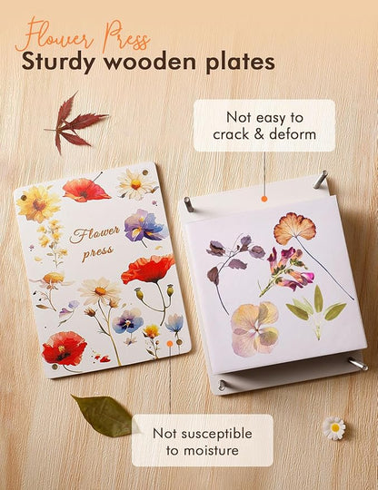 wtisan Flower Press Kit: Wooden Flowers Pressing for Adults, 6 Layers 10.6"x6.9" DIY Wedding Bouquet Flowers Preservation, Colorful Pressed Flower Kits Gift for Nature Drying Lovers