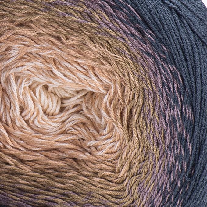 2 Skein/Pack Yarnart Flowers Gradient Yarn, Each Ball 8.8 Oz (250gr) / 1094 Yards (1000m), 55% Cotton 45% Acrylic, Superfine Fingering Weight for Knitting and Crochet, 297 - Dark Gray Cream