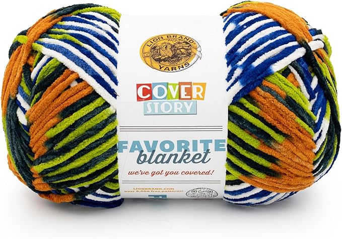 Lion Brand Yarn, Cover Story Favorite Blanket Yarn for Knitting and Crochet, 223 Yards, Rocket Ship, 1 Pack