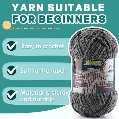 Baby Blanket Yarn for Crocheting - Soft Velvet Fluffy Chenille Yarn for Knitting Amigurumi Making Scarves, Doll - 100g/3.5oz 131 Yards Thick Plush Yarns (1, Violet)