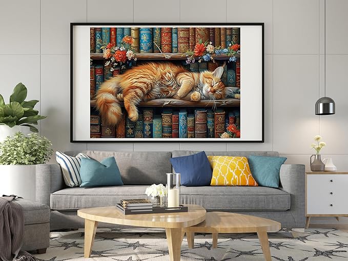 Moohue DIY Counted Stamped Cross Stitch Kits for Adults 14 Count Cross Stitch Patterns Animal cat Flowers Book Printed Cross Stitch Kits for Adults (Animal Cat Books)