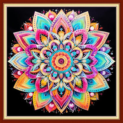 Dimensean Stamped Cross Stitch Kits Full Range of Embroidery Patterns Starter Kits for Beginners Adult DIY Cross Stitches Needlepoint Kits 11CT-Colorful Mandala 18x18 inch