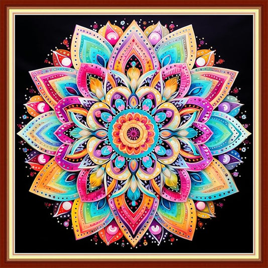 Dimensean Stamped Cross Stitch Kits Full Range of Embroidery Patterns Starter Kits for Beginners Adult DIY Cross Stitches Needlepoint Kits 11CT-Colorful Mandala 18x18 inch
