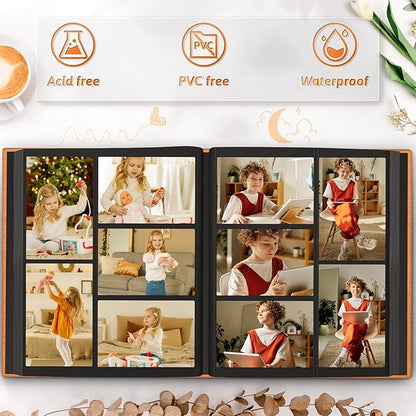 Popotop Photo Album 4x6 600 Pockets for Wedding Gifts,Linen Hardcover Picture Albums for Family Anniversary Baby Vacation Pictures
