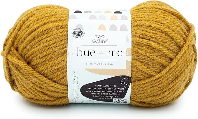 Lion Brand Yarn, Hue + Me Chunky Yarn for Crocheting, Knitting, and Crafts, Mustard, 1 Pack