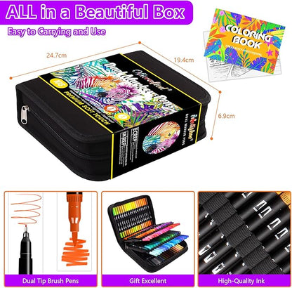 Oficrafted Brush Pens, 105 Colors Dual Tip Markers for Adult Coloring Books, Note Taking and Lettering