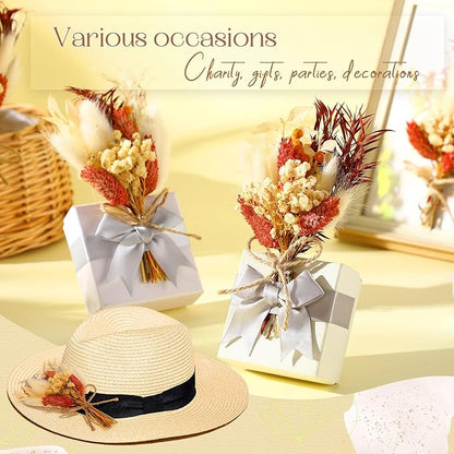 Nuanchu 12 Pcs Mini Dried Flower Bouquet 6" Natural Small Dried Flower with Stem for Birthday DIY Crafts Scrapbook Vase Boho Party Plates Cake Bridesmaid Gifts Card Envelope Decor(Fall)