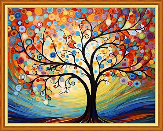 Funart Stamped Cross Stitch Kits for Beginners Full Range of Cross Stitching Preprinted Embroidery Kits for Adults, 11CT Embroidery Pattern Needlepoint Kits-Van Gogh Starry Tree 16x20 inchs