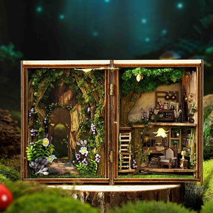 DIY Miniature House Kit, CUTEROOM Mini House Kit for Adult to Build, Wooden Dollhouse Making Kit with Furniture, Christmas Birthday Gifts (Forest Wonderland)