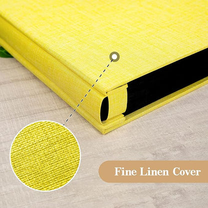 potricher Small Photo Album 4x6 300 Photos Linen Cover Picture Photo Book for Family Wedding Anniversary Baby Vacation (Yellow,300 Pockets)