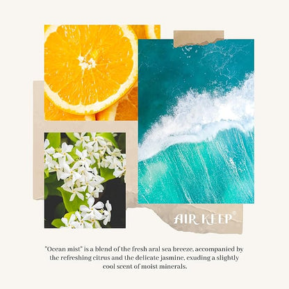 Airkeep Flower Reed Diffusers Set, 5.07 oz Ocean Mist Scented Oil Diffuser with 8 Reed Sticks, Home Fragrance Diffuser Gift Set for Bathroom & Office Decor 150ml
