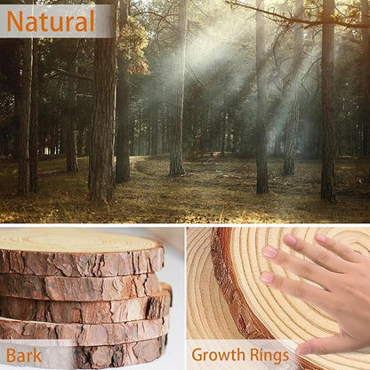 4.7-5.2 Inch Wood Slices, 10 Pcs Unfinished WoodCoasters, Wood Centerpieces for Tables, WoodCircles for Crafts, Rustic Wedding Decoration, Christmas Baby Shower
