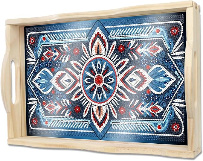 DOTSOPS DIY Diamond Painting Serving Tray with Handle for Adults 5D Diamond Art Kits for Beginners Full Drill Diamond Dots Gem Arts and Crafts Special Shape Living Room 10 x 14 Inches Mandala