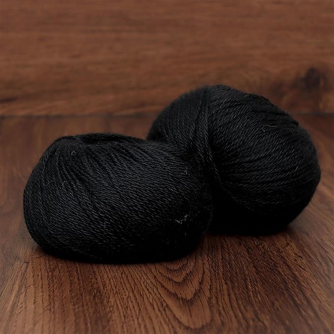 Black Heritage - 100% Baby Alpaca Yarn Wool Set of 2 Skeins (100 Grams) DK Weight Made in Peru Natural Undyed Color Heavenly Soft Perfect for Knitting and Crocheting (Black Alpaca 2 Skeins DK)