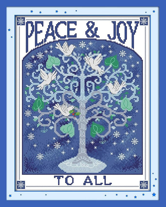 Qeerysew Cross Stitch Kits Stamped Full Range of Embroidery Starter Kits for Beginners DIY- Printed kit Wishing Tree(Printed) 11CT15.7x19.7inches