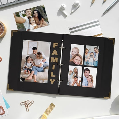Scrapbook Album 12" x 12" DIY Scrapbook Photo Album Hardcover Kraft Paper 3 Rings Memory Book for Wedding, Anniversary, Travel, Family, Pink