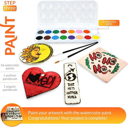 Scissor-Tailed Beginners Wood Burning Kit 140 Pieces. Best Gift Idea for Art & Craft Kit Lovers. Woodburning DIY Hobby Kits with 9 Large Wooden Plaques to Make Unique Wood Burning Projects