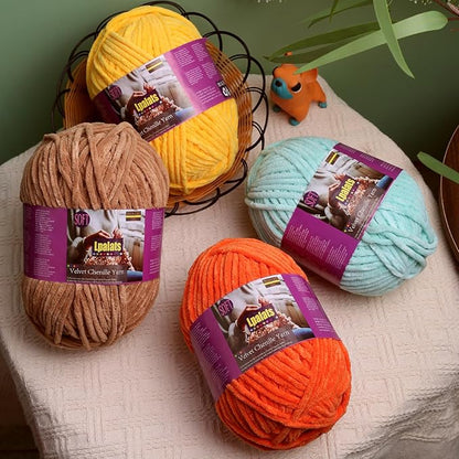 Chunky Chenille Yarn for Crocheting - 200g/7oz Baby Blanket Yarn for Crocheting Soft - 175 Yards Fluffy Thick Plush Yarns for Knitting Blankets Amigurumi (1, Goose Yellow)