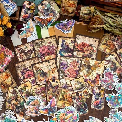 Vintage Scrapbooking Supplies Pack(100 Pieces) for Junk Journal Decoupage Paper Scrapbook Planner Sticker Aesthetic Cottagecore Collage Craft Album (04)