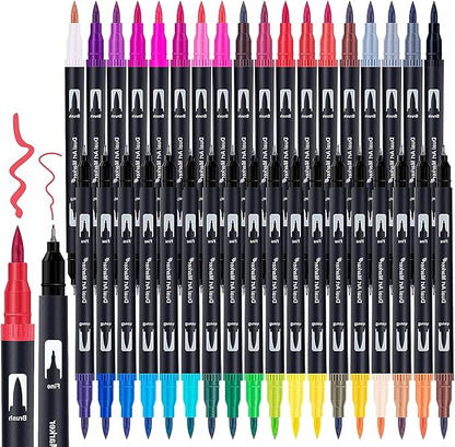 Halobios Dual Brush Marker Pens, 36 Colors Art Markers with Fine and Brush Tip Coloring Markers for Adults, Marker for Journaling Calligraphy Drawing Sketching Doodling Illustrating