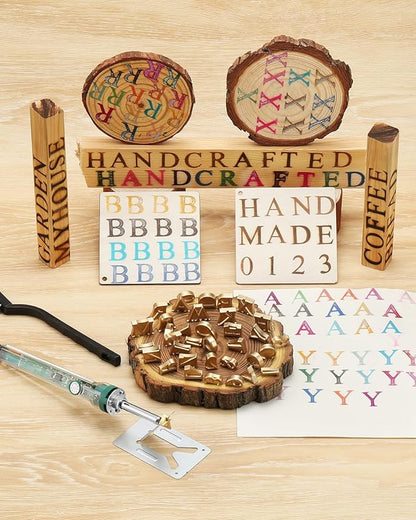 1/2" Wood Burning Letter Kit with Electric Branding Iron, 36 Pcs Wood Burning Kit with Letter & Number Stamps for Wood Leather Hats Branding, DIY Gifts for Wedding Birthday Christmas