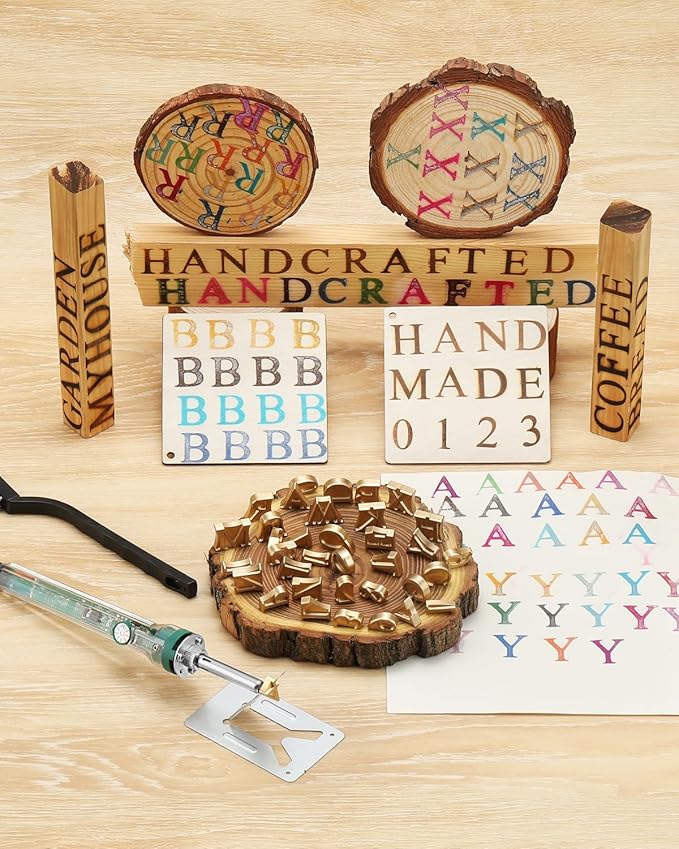 26 Pcs 5/8" Wood Burning Alphabet Letters Kit, Wood Burning Letter Stamps for Wood Branding Leather Crafting, Ideal Wood Burner Letters Gifts for Christmas Wedding Birthday Party