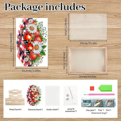 DoxQcs DIY Diamond Art Wooden Food Tray with Handle Diamond Painted Table Decoration Tray for Breakfast Bar Dinner Table Diamonds Art Painting for Beginners-2PCS