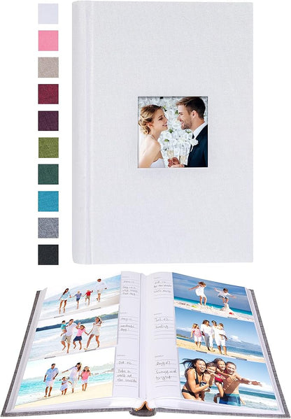 Mublalbum Photo Album 4x6 300 Photos Linen Cover with Memo Areas Photobook Pictures Book for Wedding Family Baby and Vacation (White)