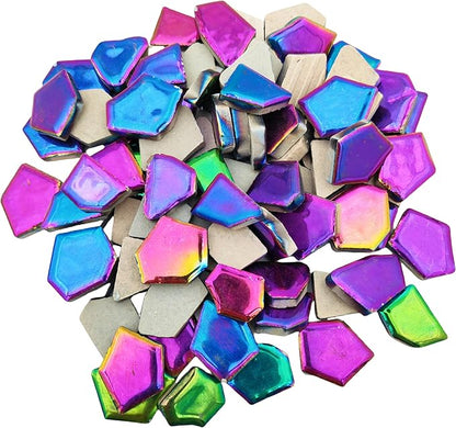 1.1 LB Porcelain Ceramic Mosaic Tiles,Broken Irregular Mosaic Tiles for DIY Craft Floor,Kitchen,Pool, Flower Pots Mosaic Making Supplies (Rainbow)