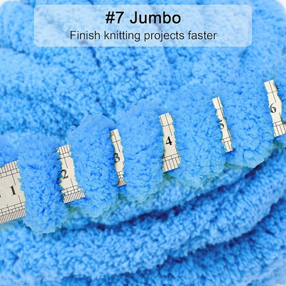 ERLYEEN Chenille Chunky Yarn Super Bulky Soft Thick Fluffy Jumbo Giant Washable Polyester Big Yarn DIY for Arm Knit Blanket Cushion Bed Sofa Home Decor,Denim Blue,4.4LB