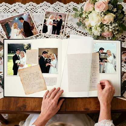 Vienrose Scrapbook Album 12" x 12", Large Linen Photo Album with Writing Space, DIY Scrapbook Supplies for Wedding, Baby, Family Memories & Travel (30 sheets / 60 pages, Black)