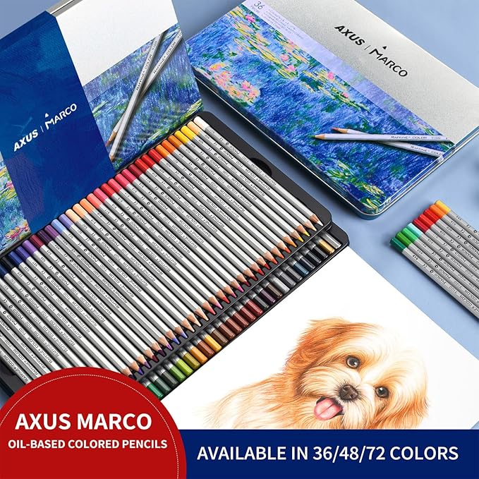 AXUS MARCO Oil Colored Pencils Sets For Adults Colour Pencils in Iron Box Ideal for Sketching, Illustrations, Doodling & Design Great for Art Lovers & Pros. (RAFFINÉ 7100 Series-72 Colors)