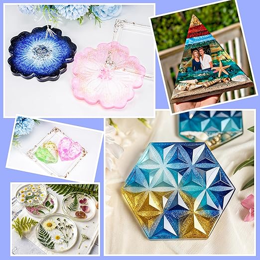 Teexpert Epoxy Resin Kit for Beginners, 32OZ Resin Kit with Silicone Molds, Complete Set with 24 Colors, Dried Flowers and Art Supplies, Crafts for Adults, Gift Set for DIY Coaster & Decor