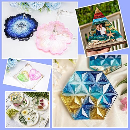 Teexpert Epoxy Resin Kit for Beginners, 32OZ Resin Kit with Silicone Molds, Complete Set with 24 Colors, Dried Flowers and Art Supplies, Crafts for Adults, Gift Set for DIY Coaster & Decor