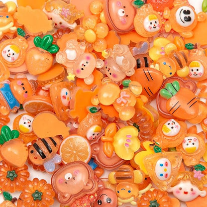 60pcs Slime Cute Set for Crafts, Resin Charms Set Ornament Scrapbooking, 3D Flatback Cute Charms for Embellishments Scrapbook and Mini Decorations (Orange)